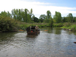 Photo of the barge headed for its take-out point