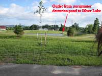 PEDA site with stormwater basin showing