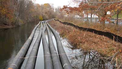 pipes floating in river