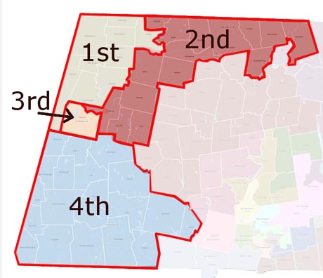 Map of state congressional districts for Massachusetts