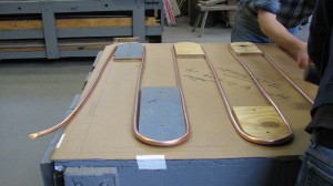 Copper tubing on template