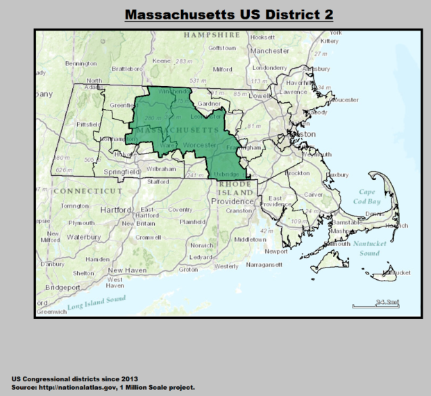 map of Massachusetts 2nd congressional district