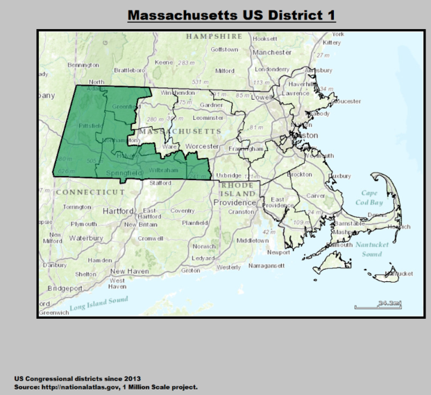 map of Massachusetts 1st congressional district