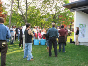 Photo of crowd listening to instructions