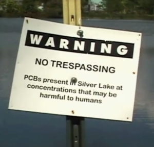 PCB warning sign at Silver Lake in Pittsfield