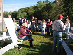Mayor talking to the crowd