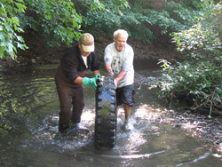 rolling a tire through the mud