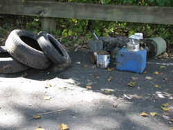 tires, part of an airconditioner, and more