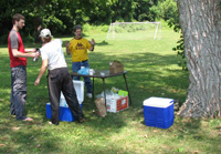 having a drink at Fred Garner Park