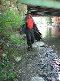 Hauling stuff up to the bridge