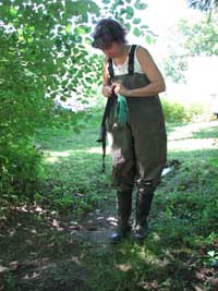 Yvonne in her new wader